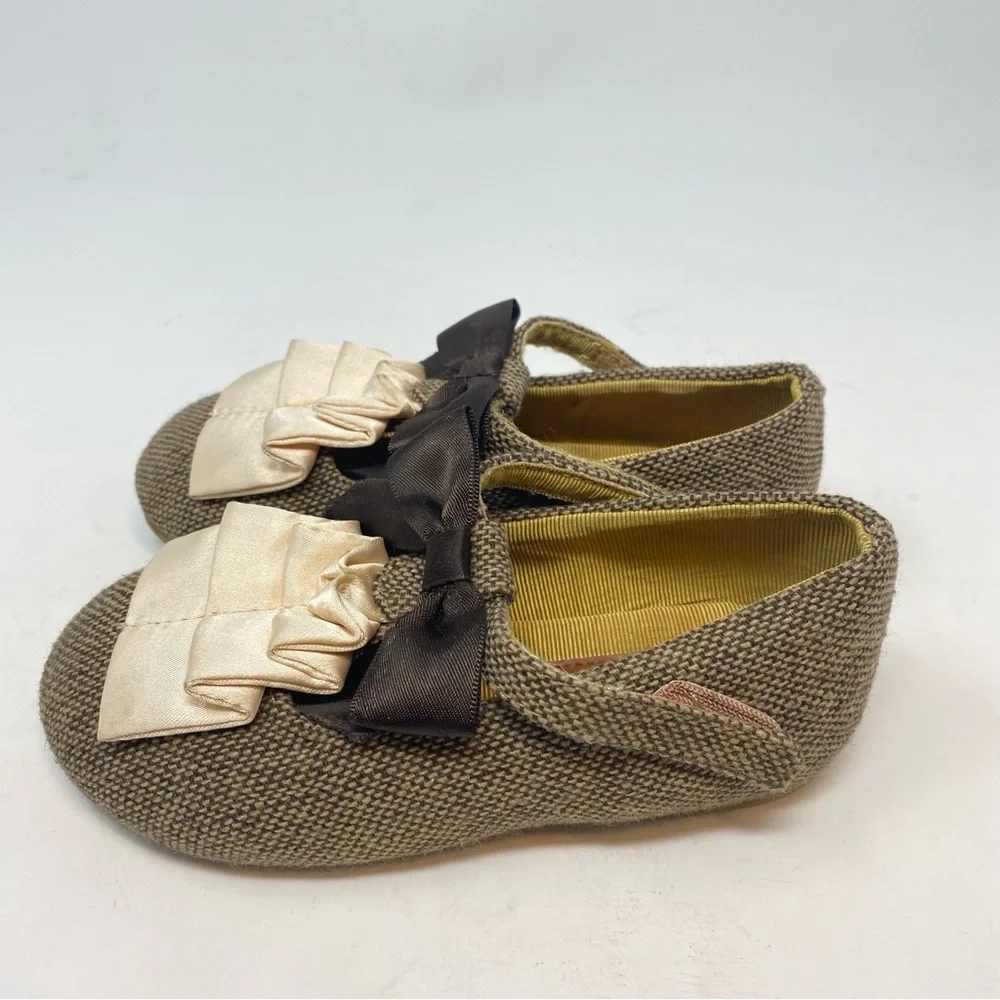 Joyfolie Harlow Mary Jane Shoes Brown Tweed Cream Ruffle